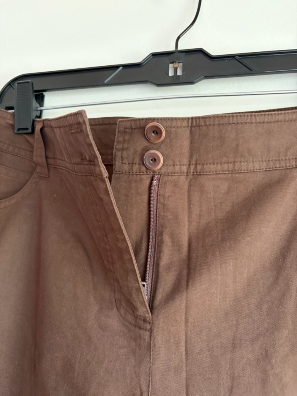 NWT Eileen Fisher 100% Cotton Brown Wide Leg Cargo Capri Pants Size Petite Large - Picture 6 of 8